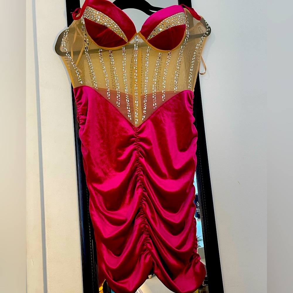 Sexy evening pink dress
